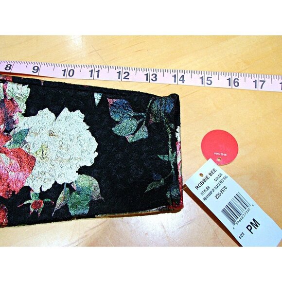 Robbie Bee Foil Floral Wrap Midi Dress Hits At Knee Black Red Teal Size PM NWT - Picture 10 of 12